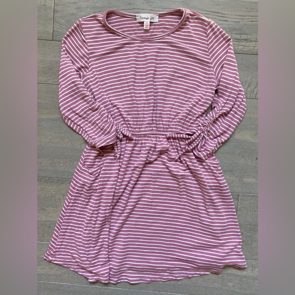 Pink and white striped dress